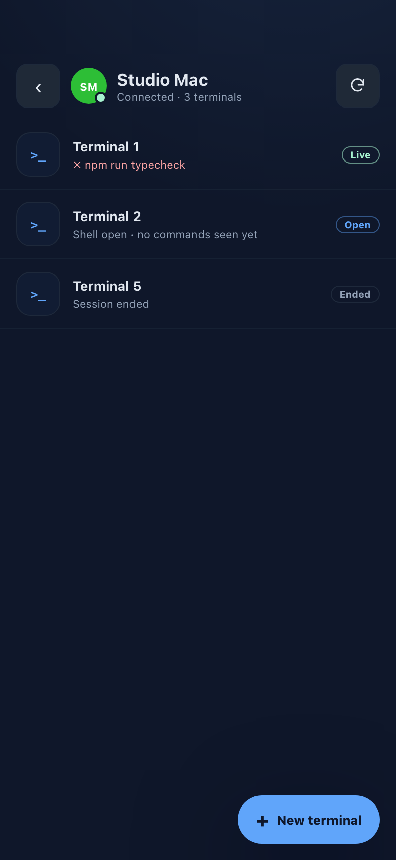 Terminal sessions shown as conversations
