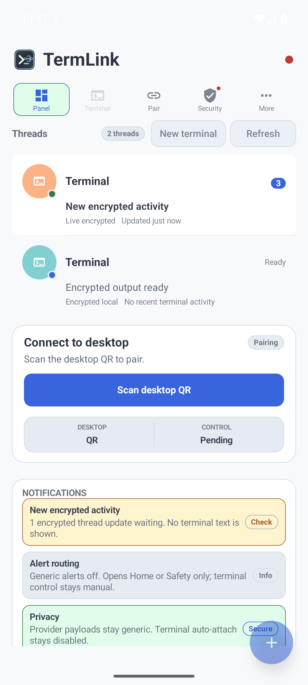 TermLink Android home